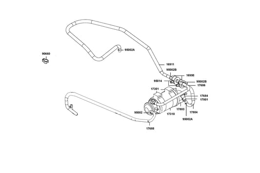 Clip B8 Tube — 95002-02080 — KYMCO exploded-view diagram