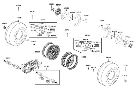 Tire Assy Fr 26X9.00-14 6P Tl — 44710-AAA6-900 — KYMCO exploded-view diagram