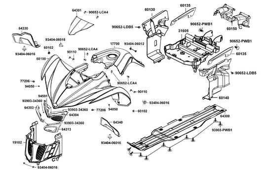 Panel B. Splash Right (black) — 60135-LGC7-E00-N1R — KYMCO exploded-view diagram