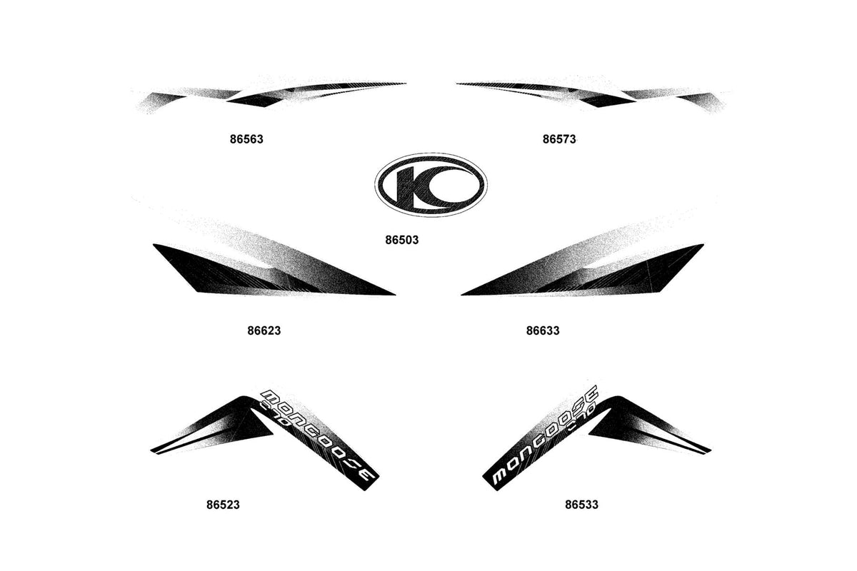 KYMCO Emblem and Stripe exploded-view diagram, MONGOOSE 270