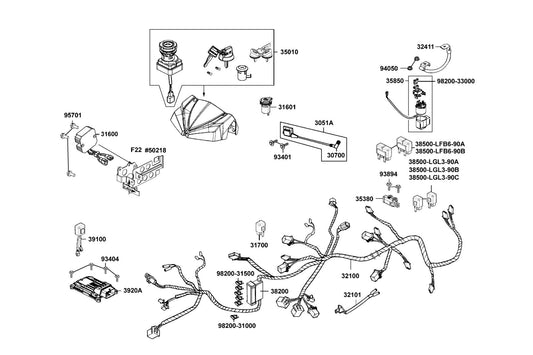 Blade Fuse 30A — 98200-33000 — KYMCO exploded-view diagram