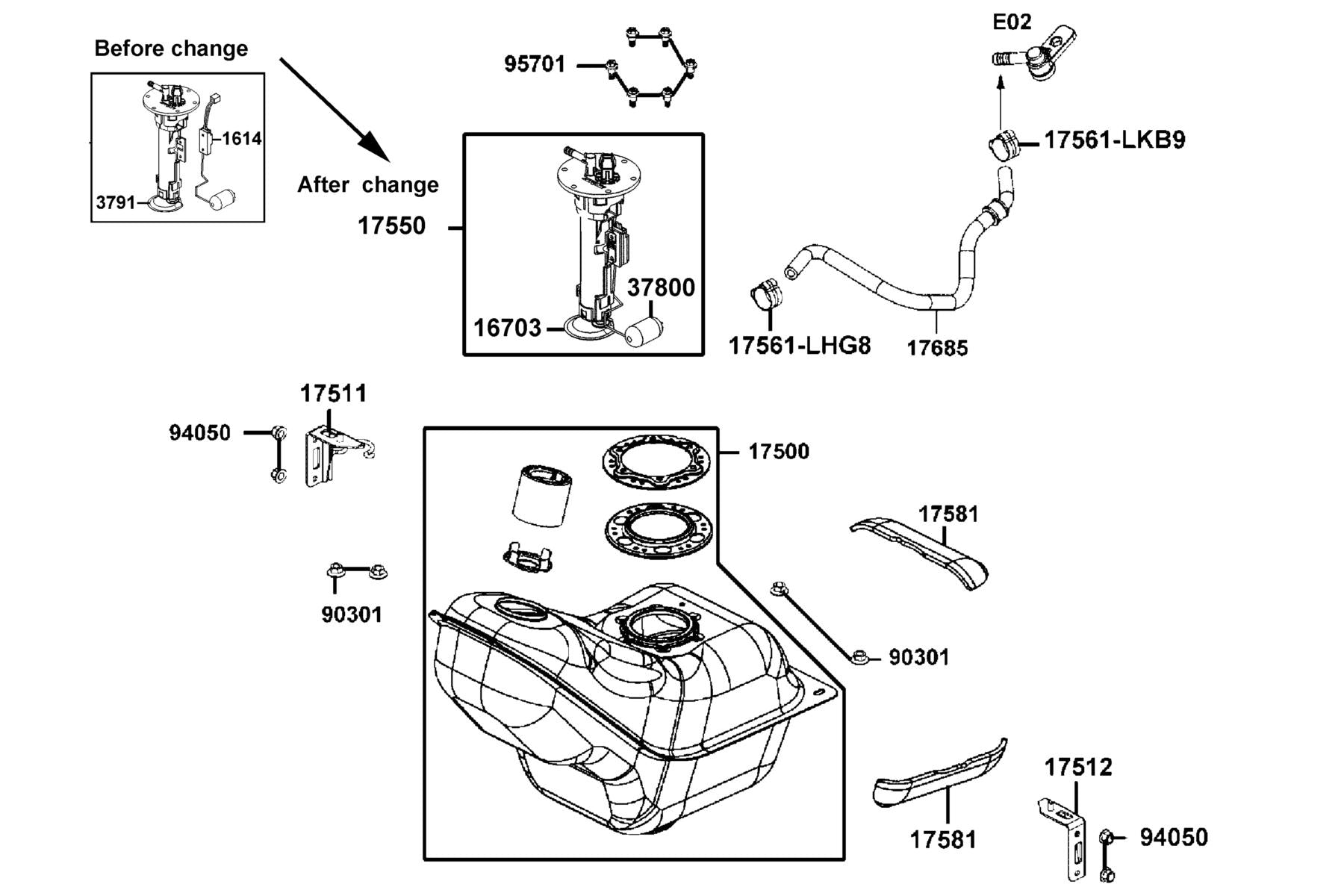 Tank Comp Fuel — 17500-ABD2-C00 — KYMCO exploded-view diagram