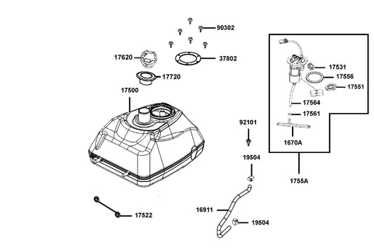Tank Comp Fuel — 17500-LGC3-MY3 — KYMCO exploded-view diagram