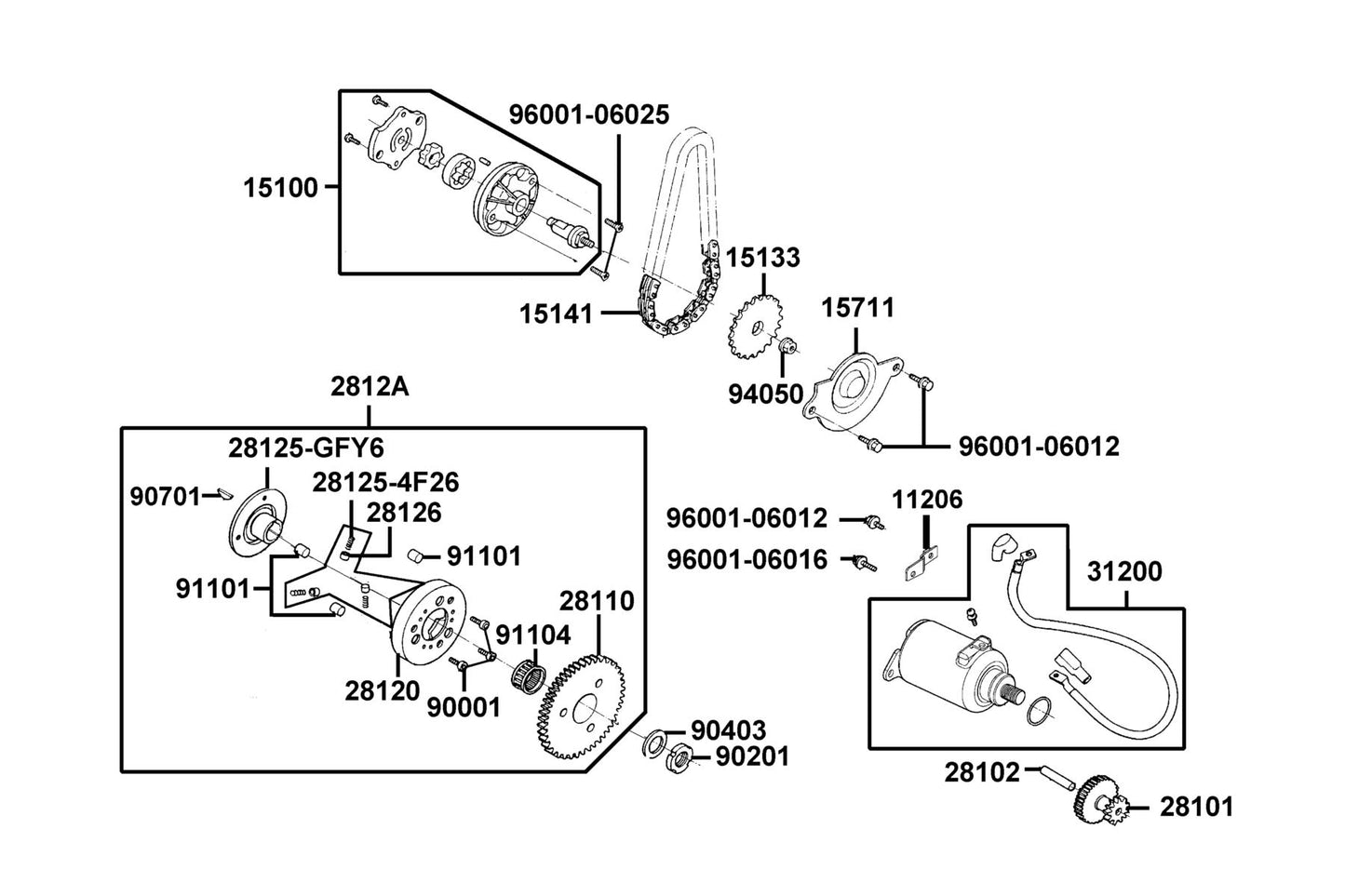 Brg Needle 28*32*17 — 91104-GFY6-C00 — KYMCO exploded-view diagram