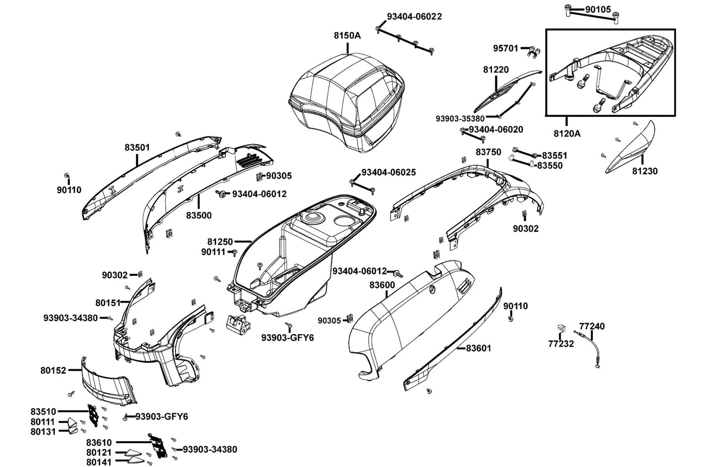 Nut U 16MM(C) — 90305-GHK8-C00 — KYMCO exploded-view diagram