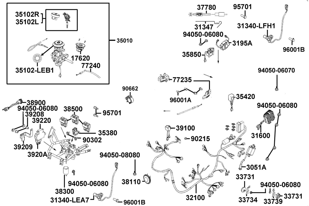 KYMCO Wire Harness exploded-view diagram, X-Town 300i ABS