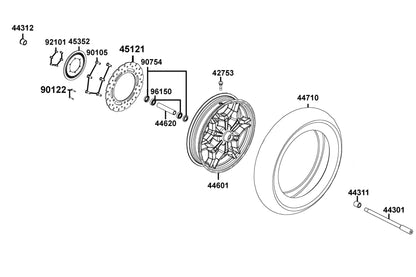 Tire Assy, Fr — 44710-ABD2-C00 — KYMCO exploded-view diagram