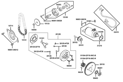 Brg Needle 28X32X17 red(0~-0.002) — 91104-GFY6-90C-R — KYMCO exploded-view diagram