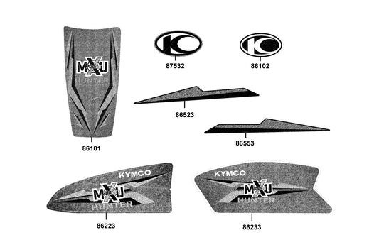 Stripe B L Fender Fr — 86553-AAJ6-M30-T01 — KYMCO exploded-view diagram
