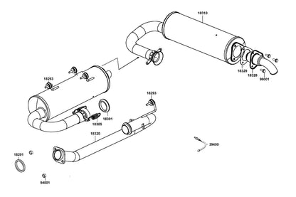 KYMCO Exhaust Muffler exploded-view diagram, UXV 450