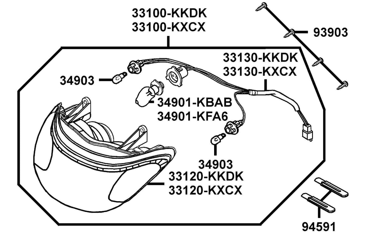 KYMCO Head Light exploded-view diagram, ZX 50