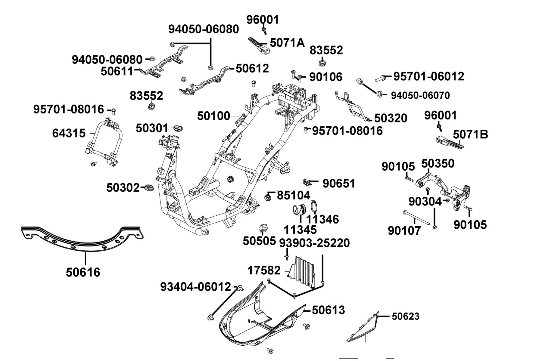 Nut U 10MM(C) — 90304-PUA3-B50 — KYMCO exploded-view diagram