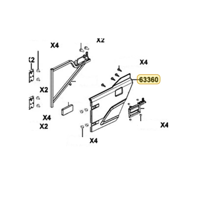 KYMCO Out Cover Left Side Door (Black) 63360-AGA5-M00-N1R, part location on the factory exploded-view diagram