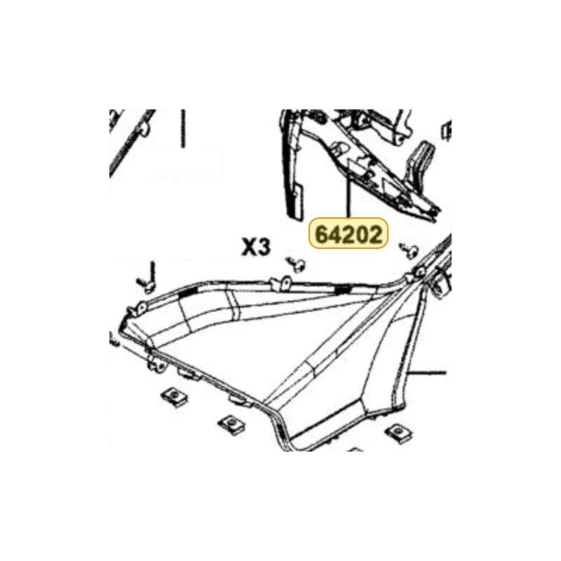 KYMCO Molding C Right Side 64202-AKB8-E00-JHP, part location on the factory exploded-view diagram