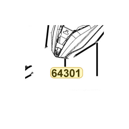 KYMCO Front Cover 64301-AEB9-E00-HLP, part location on the factory exploded-view diagram