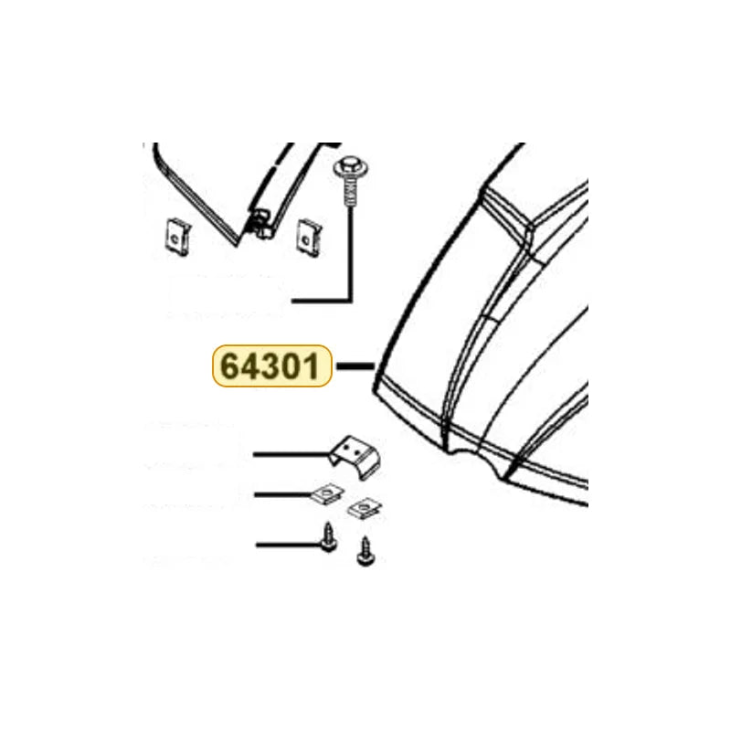 KYMCO Hood Front 64301-AEE9-600-CKP, part location on the factory exploded-view diagram