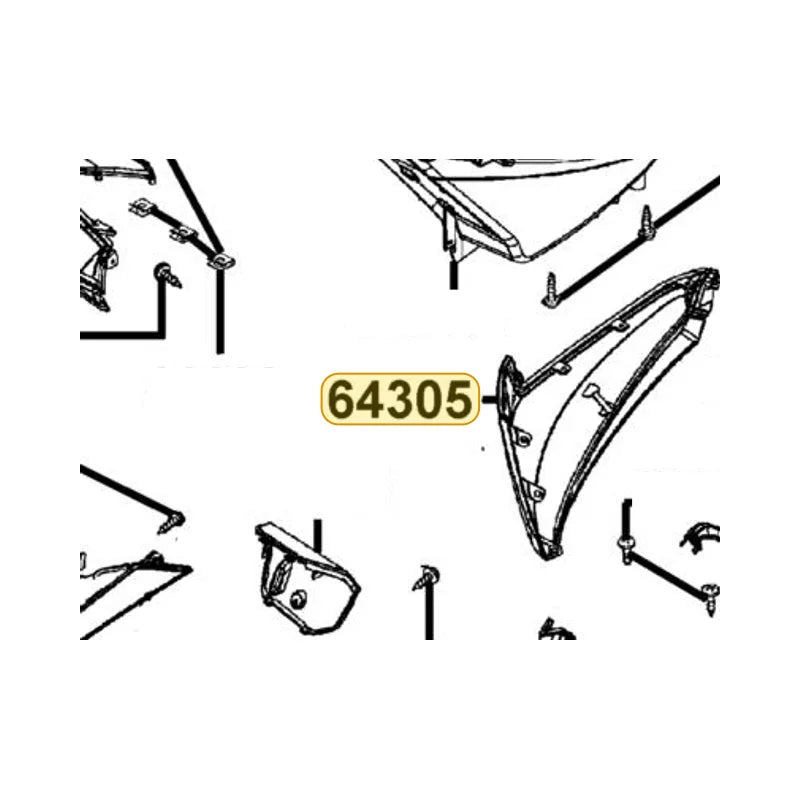KYMCO Right Side Skirt A 64305-ABD2-C00-66P, part location on the factory exploded-view diagram