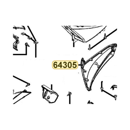 KYMCO Right Side Skirt A 64305-ABD2-C00-66P, part location on the factory exploded-view diagram