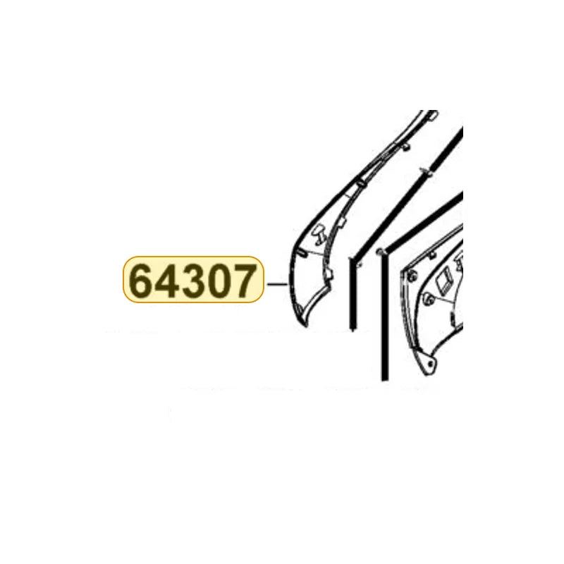 KYMCO Right Side Skirt B 64307-AEB9-E00-BHP, part location on the factory exploded-view diagram