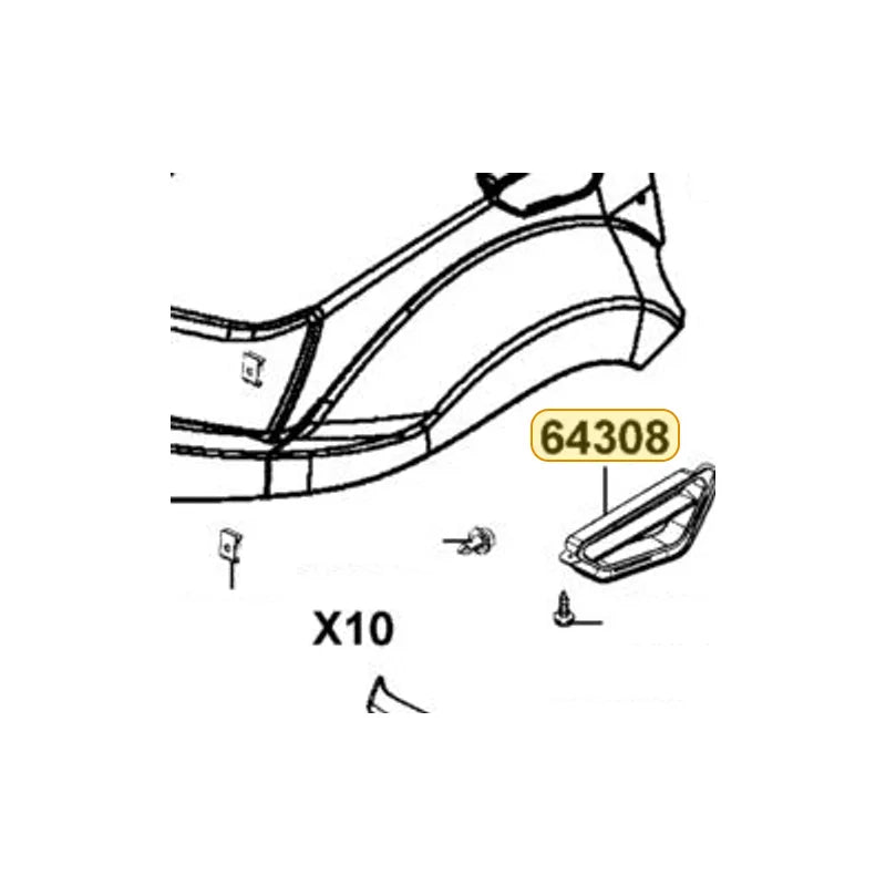 KYMCO TRIM0 Left Front (Black) 64308-LKM8-900-N1R, part location on the factory exploded-view diagram