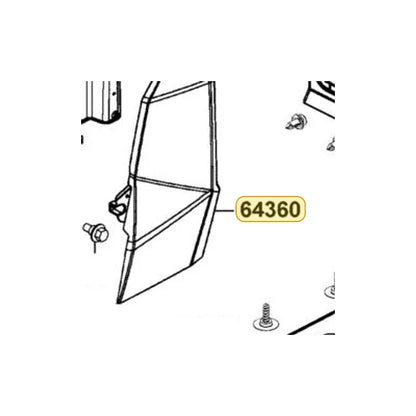 KYMCO Left Side Panel 64360-ALE8-600-JFT, part location on the factory exploded-view diagram