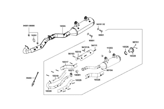 Protector Exh. Pipe — 18325-AEF2-E00 — KYMCO exploded-view diagram