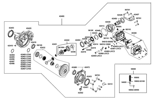 4WD Gearcase Front 3.6 — 42400-AKB9-M00 — KYMCO exploded-view diagram