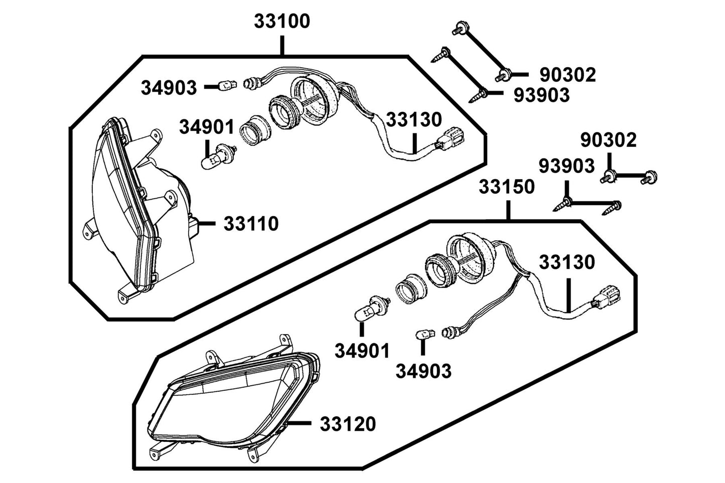 Light Ass'y R Head — 33100-LFA5-E00 — KYMCO exploded-view diagram