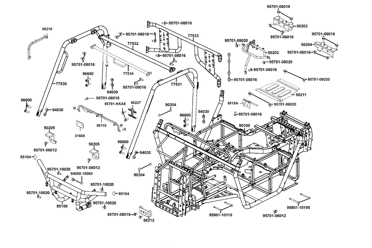 L Pipe Assy Roof — 77531-AGA5-M00 — KYMCO exploded-view diagram