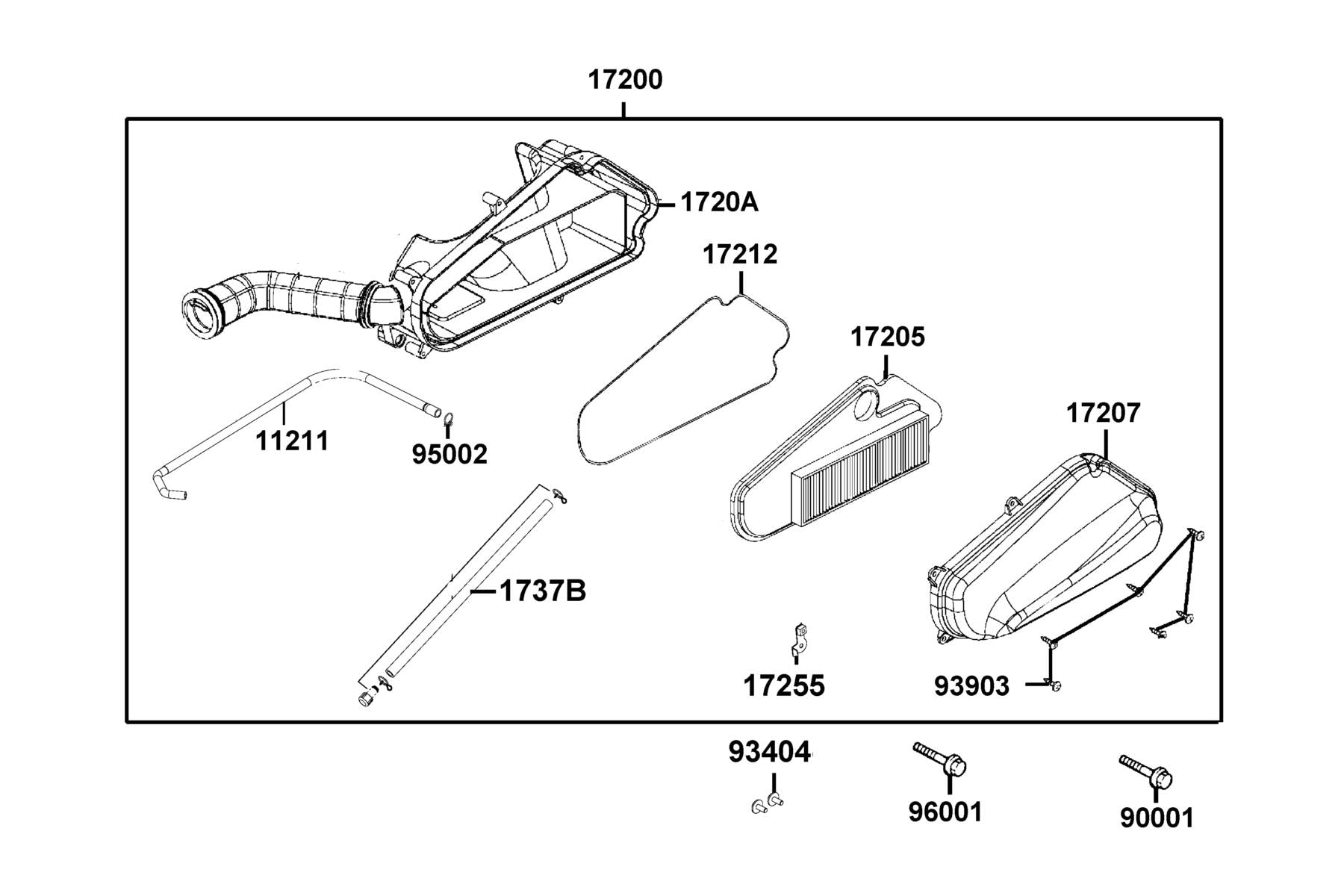 V Tube Assy — 1737B-KHC4-C00 — KYMCO exploded-view diagram