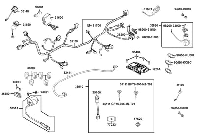 KYMCO Harness Wire exploded-view diagram, UXV 700