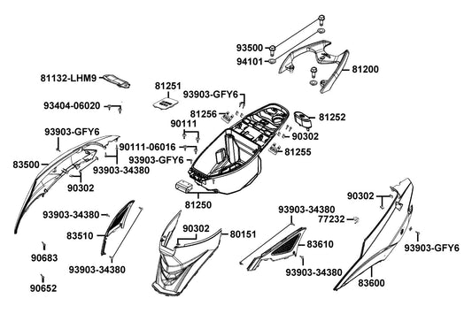 Washer — 94101-LGB5-E10 — KYMCO exploded-view diagram