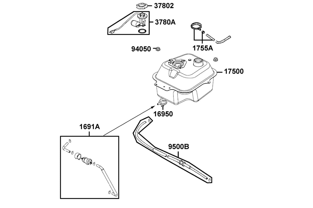 KYMCO Fuel Tank exploded-view diagram, Super 8 150