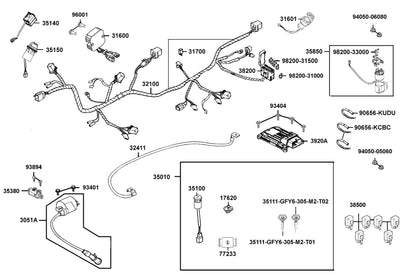 KYMCO Harness Wire exploded-view diagram, UXV 700