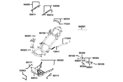 Body Comp Frame — 50100-LDC8-E10 — KYMCO exploded-view diagram