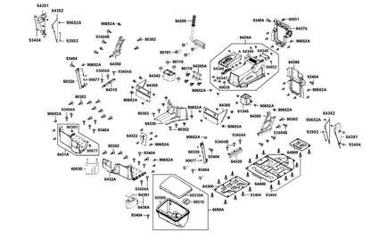KYMCO Box Assy Luggage and Panel Assy R/L Footrest exploded-view diagram, UXV 700