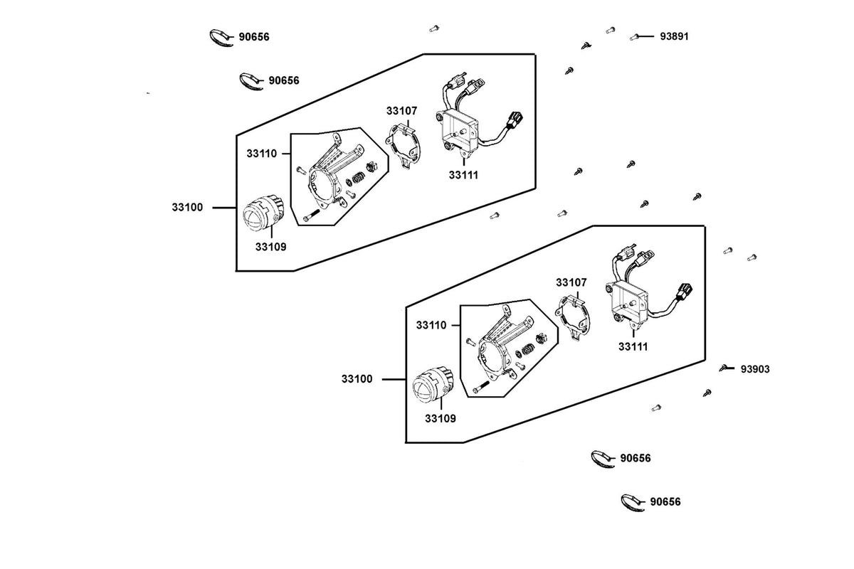 KYMCO Head Light exploded-view diagram, MONGOOSE 270