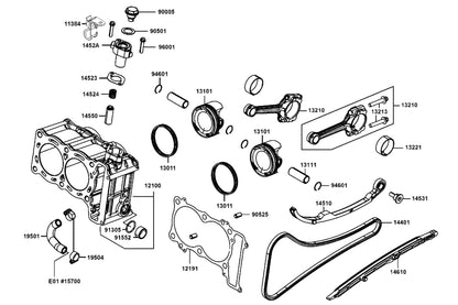 KYMCO Cylinder and Piston exploded-view diagram, AK 550i Premium ABS