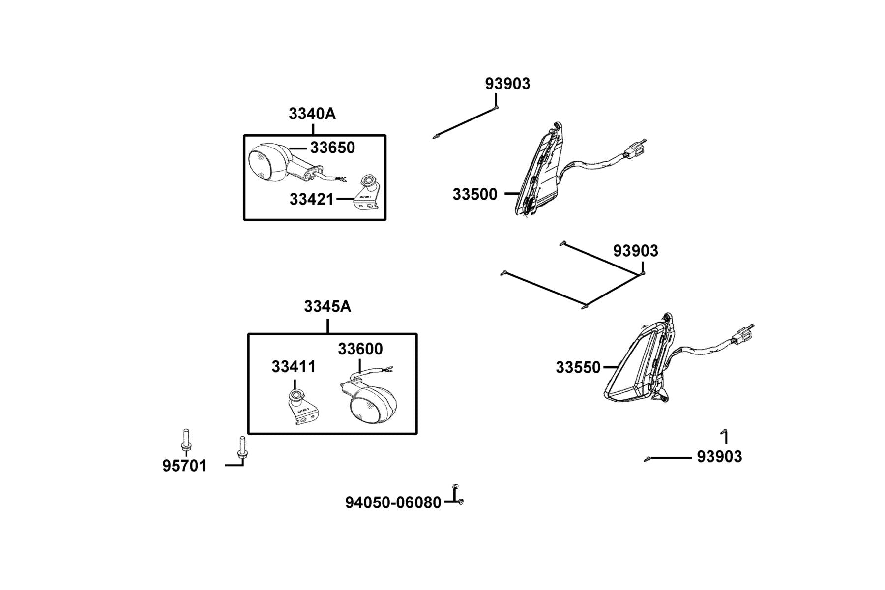 Winker Assy Lh Rr — 33650-AEA7-M30 — KYMCO exploded-view diagram