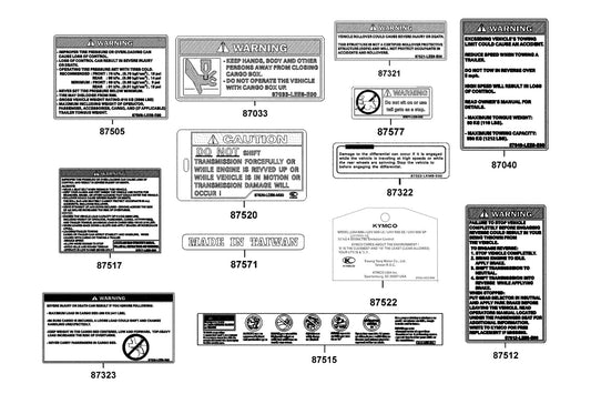 Drive Warning List (2) — 87517-LEE8-E00-T01 — KYMCO exploded-view diagram