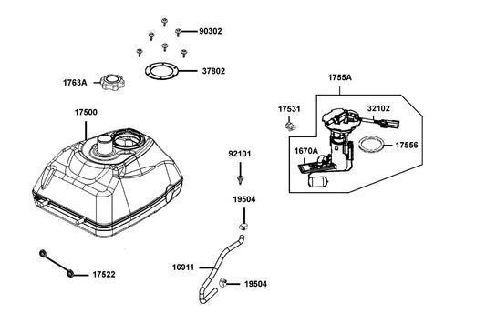 Tank Comp Fuel — 17500-ZXA6-M02 — KYMCO exploded-view diagram