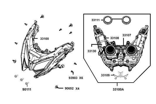 Drive Pcb Assy Position Light — 33107-AKB8-E00 — KYMCO exploded-view diagram