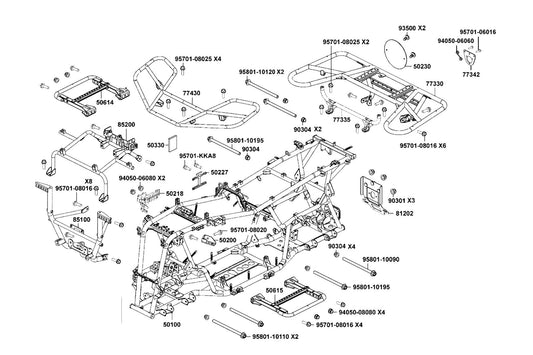 Carrier Fr Rack — 77430-AGA8-E00 — KYMCO exploded-view diagram