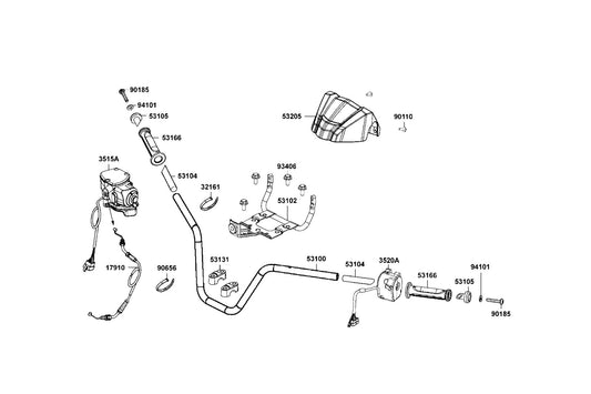Cover.handlebar — 53205-AGA8-E00-CXR — KYMCO exploded-view diagram