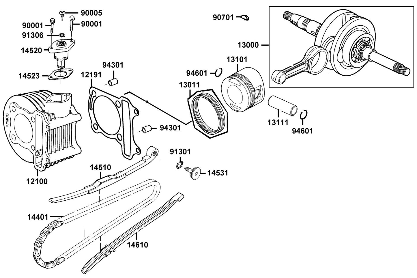 Key Woodruff 25X14X4 — 90701-HFB6-C00 — KYMCO exploded-view diagram
