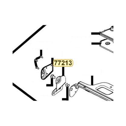KYMCO Right Hinge Low Stay 77213-LCB9-C10, part location on the factory exploded-view diagram