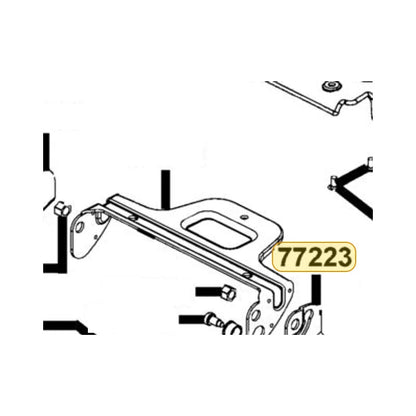 KYMCO Left Hinge Low Stay 77223-LCB9-C10, part location on the factory exploded-view diagram