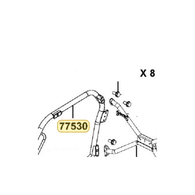 KYMCO Right Pipe Complete Roof 77530-ALE8-E00-MAS, part location on the factory exploded-view diagram