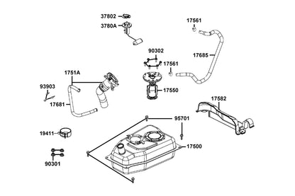 KYMCO Fuel Tank exploded-view diagram, People S 150i ABS