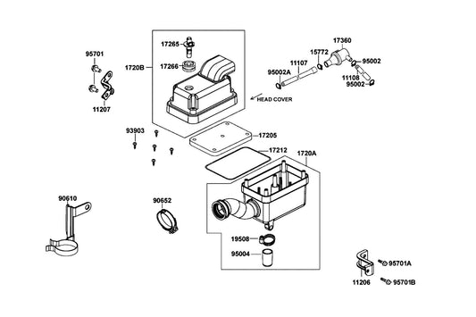 Clip B12.5 Tube — 95002-02130 — KYMCO exploded-view diagram
